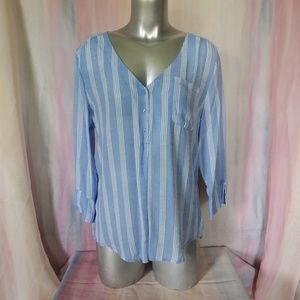 Blue & White Striped Tunic Top